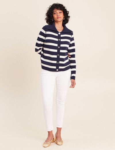Gilet r&eacute;versible en maille bleu femme