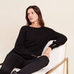 Pull col rond manches longues noir femme