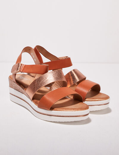 Sandales compensées marron femme