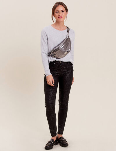 Pantalon ajusté enduit denim noir femme