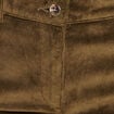 Pantalon taille haute en velours vert kaki femme