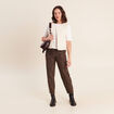 Pantalon magique Le L&eacute;ger coupe barrel marron cognac femme