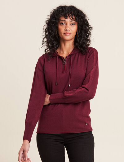 Pull manches longues bordeaux femme