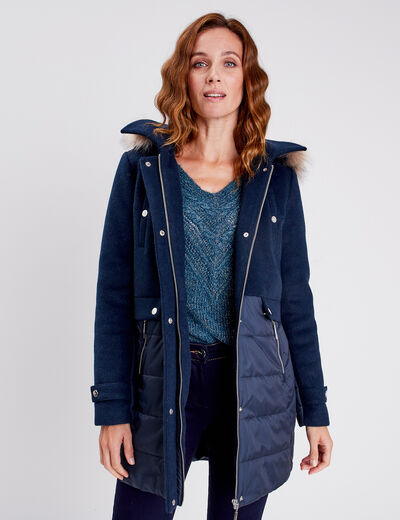 Doudoune longue bleu foncé femme