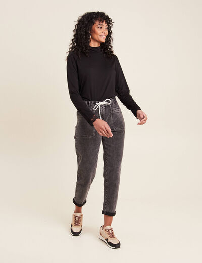 Jean ample 7/8ème denim gris femme