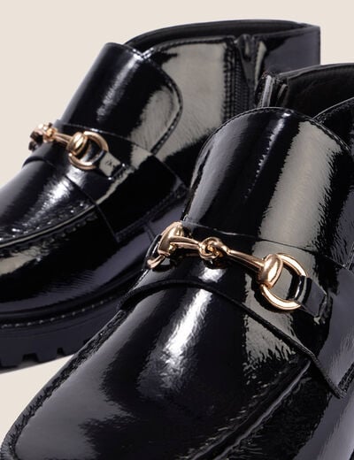 Mocassins montants vernis noir femme