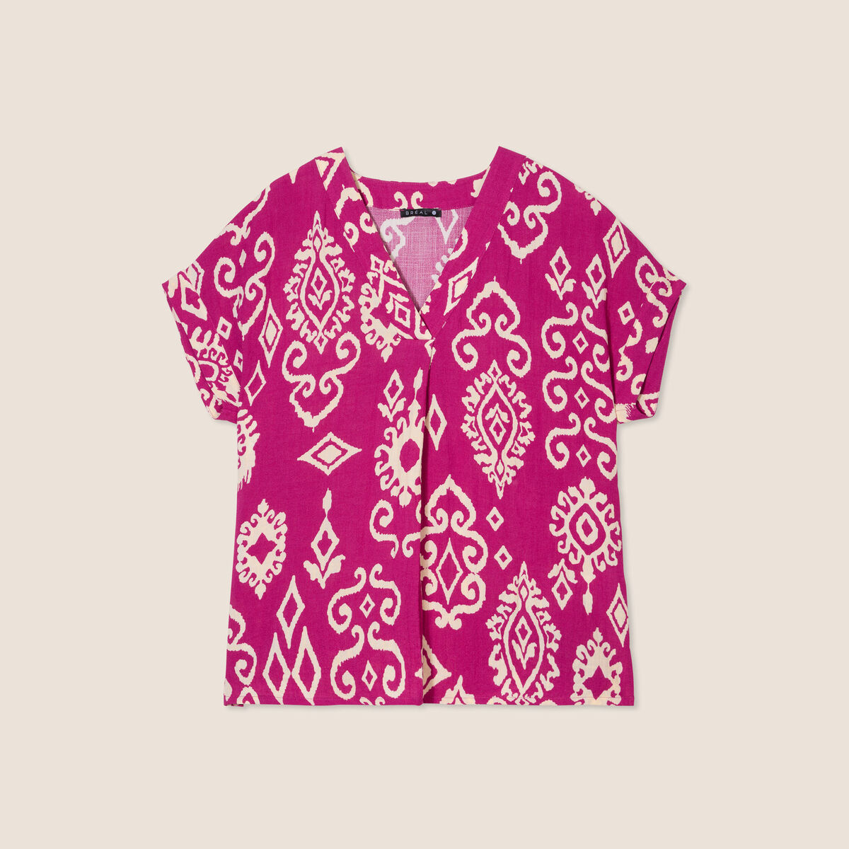Blouse manches courtes rose fushia femme