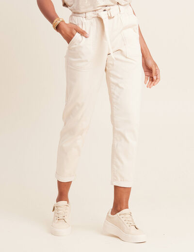Pantalon large 7/8ème ivoire femme