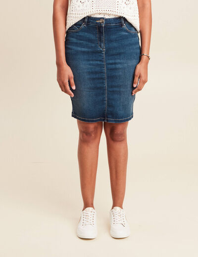 Jupe droite denim brut femme