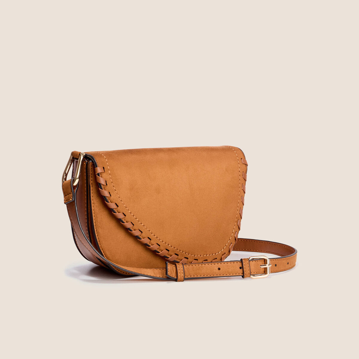Sac en bandouli&egrave;re doubl&eacute; marron femme