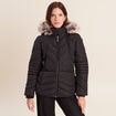 Doudoune cintr&eacute;e capuche manches longues noir femme