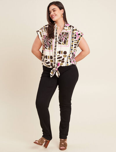 Jean ajusté taille standard long noir femme