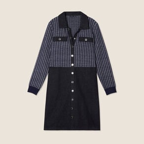 robe droite buste tweed noir femme Robe droite buste tweed noir femme