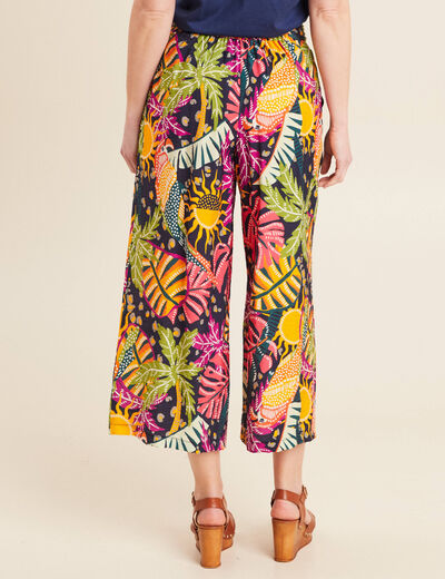 Pantalon flou large 7/8ème multicolore femme