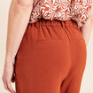 Pantalon large taille haute fluide marron fonc&eacute; femme