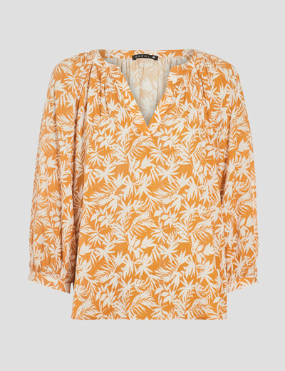 Blouse manches 3/4 jaune femme