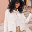 Blouson matelass&eacute; boutonn&eacute; ecru femme