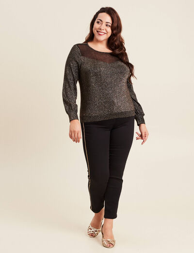 Pantalon ajusté sequins noir femme