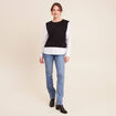 T-shirt 2 en 1 col rond manches longues noir femme
