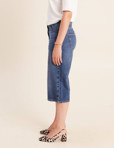 Jean bermuda taille haute denim denim stone femme