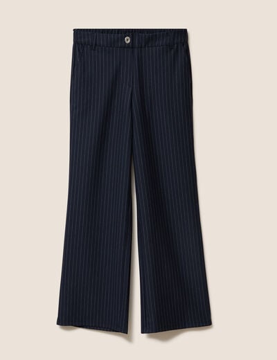 Pantalon large 7/8&egrave;me bleu femme