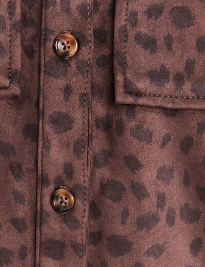 Chemise droite manches longues marron fonc&eacute; femme