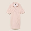 Robe courte droite en jean col chemise rose femme