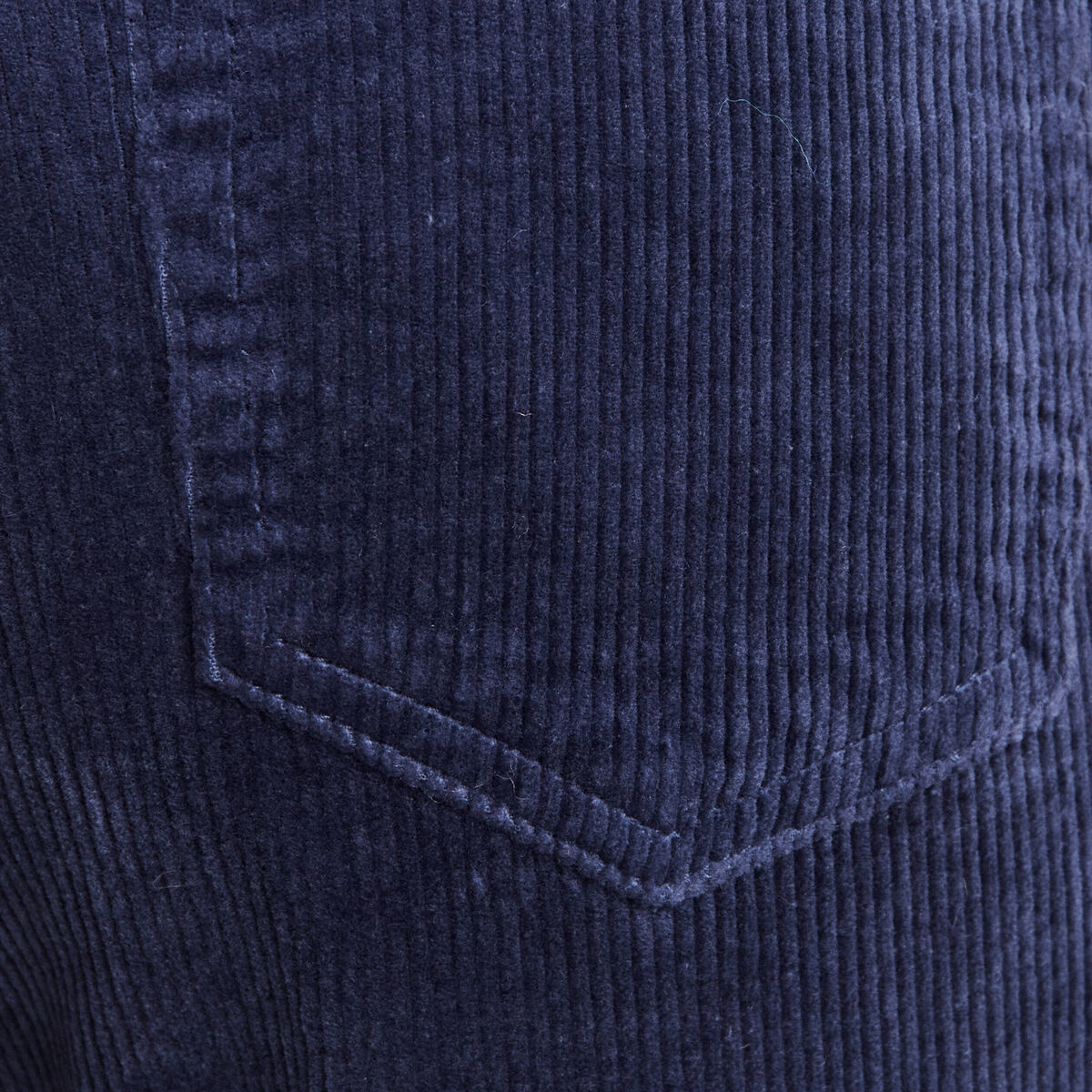 Pantalon large velours c&ocirc;tel&eacute; bleu marine femme
