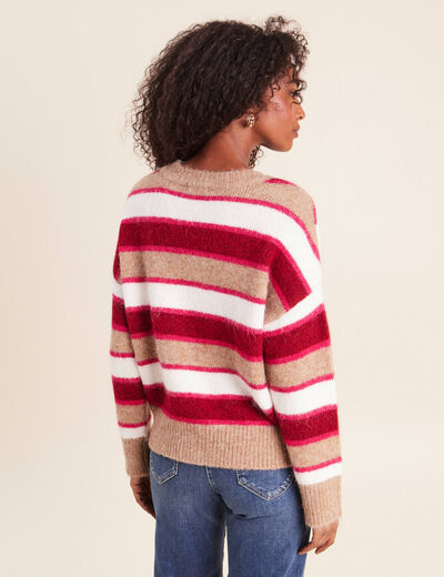 Pull col rond rose femme
