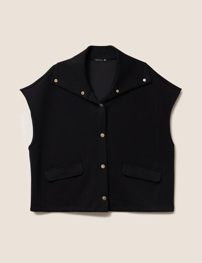 Gilet manches courtes col camionneur noir femme