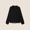 Blouse col v manches longues fluide noir femme