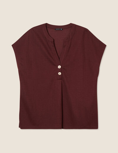 T-shirt manches courtes bordeaux femme