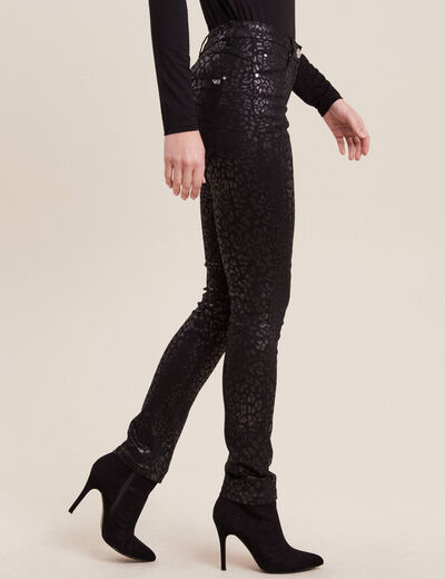 Pantalon ajusté enduit couleur bronze femme