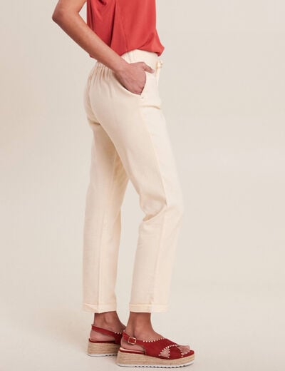 Pantalon carotte 7/8ème ivoire femme