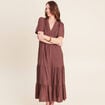 Robe &eacute;vas&eacute;e col v doubl&eacute;e marron fonc&eacute; femme