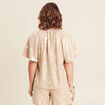 Blouse ample manches courtes beige fonce femme