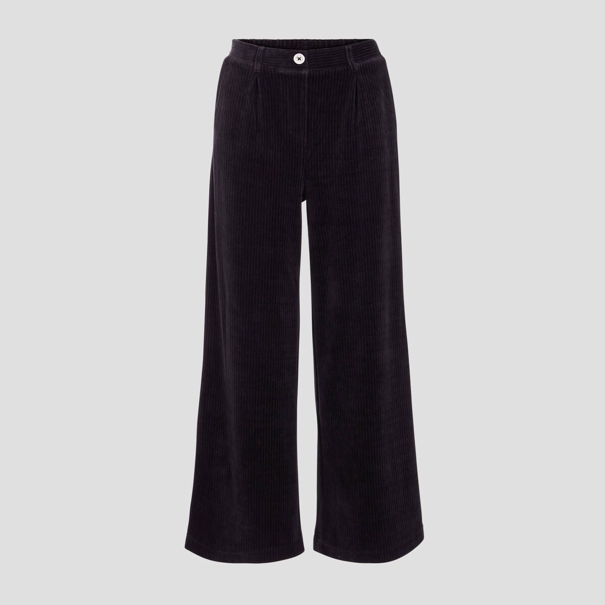 Pantalon large velours noir femme