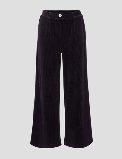 Pantalon large velours noir femme