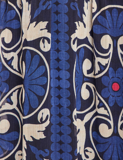 Robe courte &eacute;vas&eacute;e col tunisien bleu femme