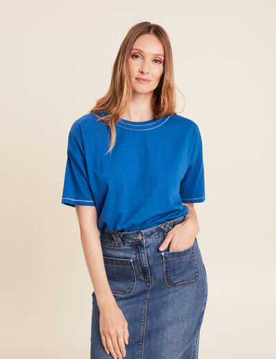T-shirt manches courtes bleu femme
