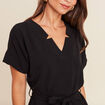 Robe fluide manches courtes noir femme