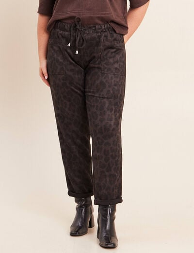 Pantalon coupe mom 7/8&egrave;me vert kaki femme