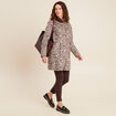 Manteau imprim&eacute; r&eacute;versible marron fonc&eacute; femme