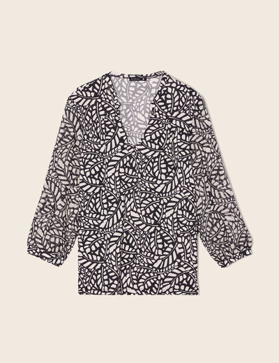 T-shirt manches 3/4 noir femme