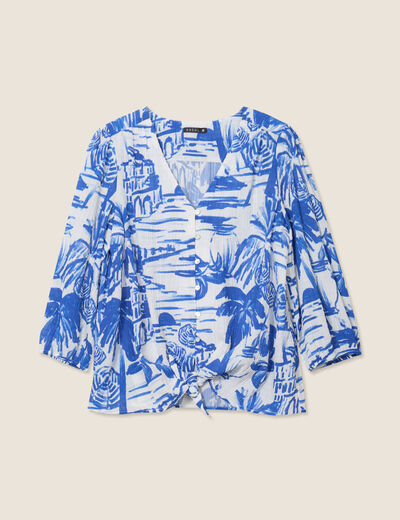 Blouse manches 3/4 blanc femme
