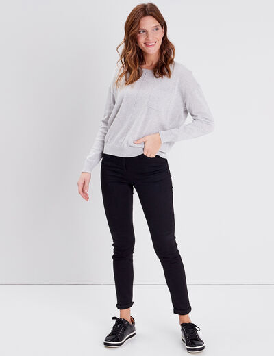 Pull manches longues gris clair femme