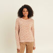 Pull droit col rond manches longues marron femme