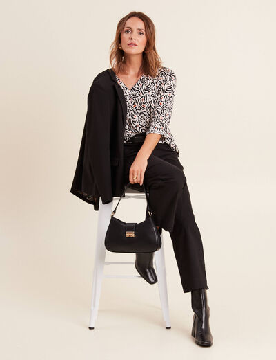 Pantalon large 7/8ème noir femme