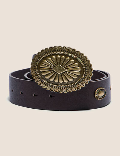 Ceinture large marron foncé femme