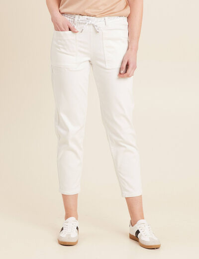 Pantalon droit réversible blanc femme